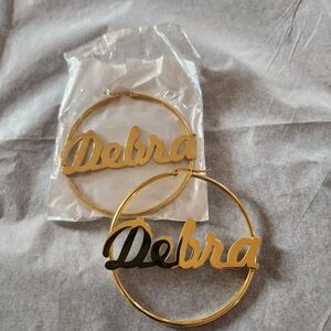 Gold name earrings